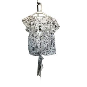 New With Tags EXPRESS Tie-Waist Flutter-Sleeve Snake Print Blouse, Women's Sz XS